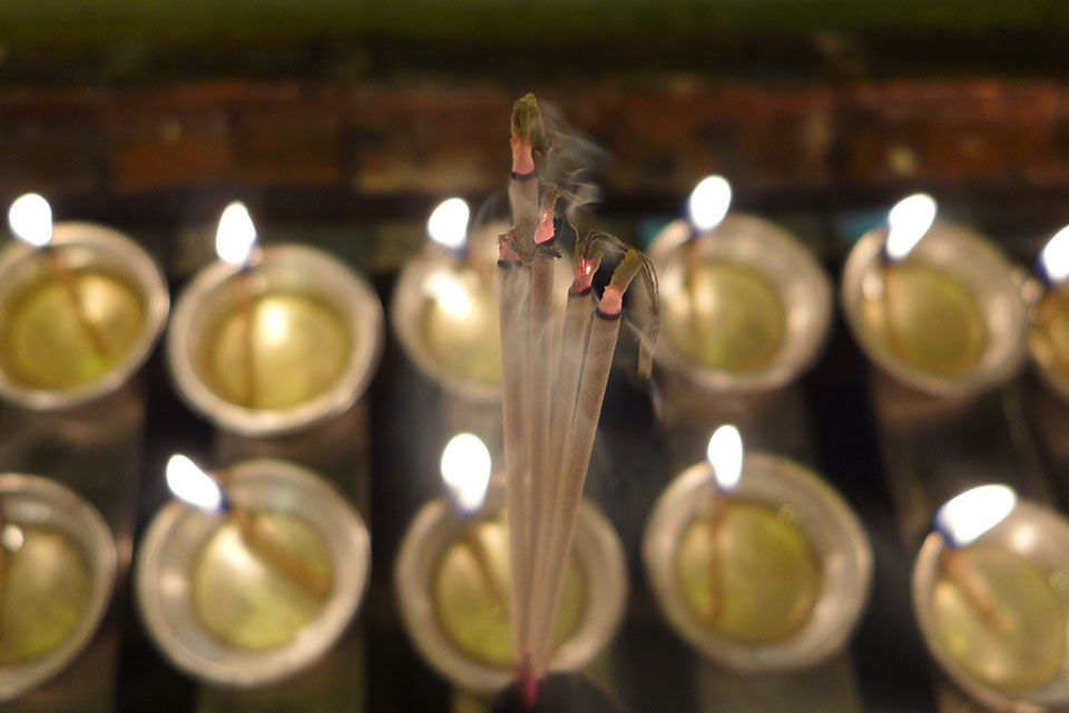 Anna Stone, Incense and prayer candles at Shwedagon Pagoda