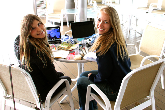 The "two Madelines," otherwise known as "Madeline squared," journal together on Deck 7 and watch the movie "Frozen" as the ship heads to Norway.