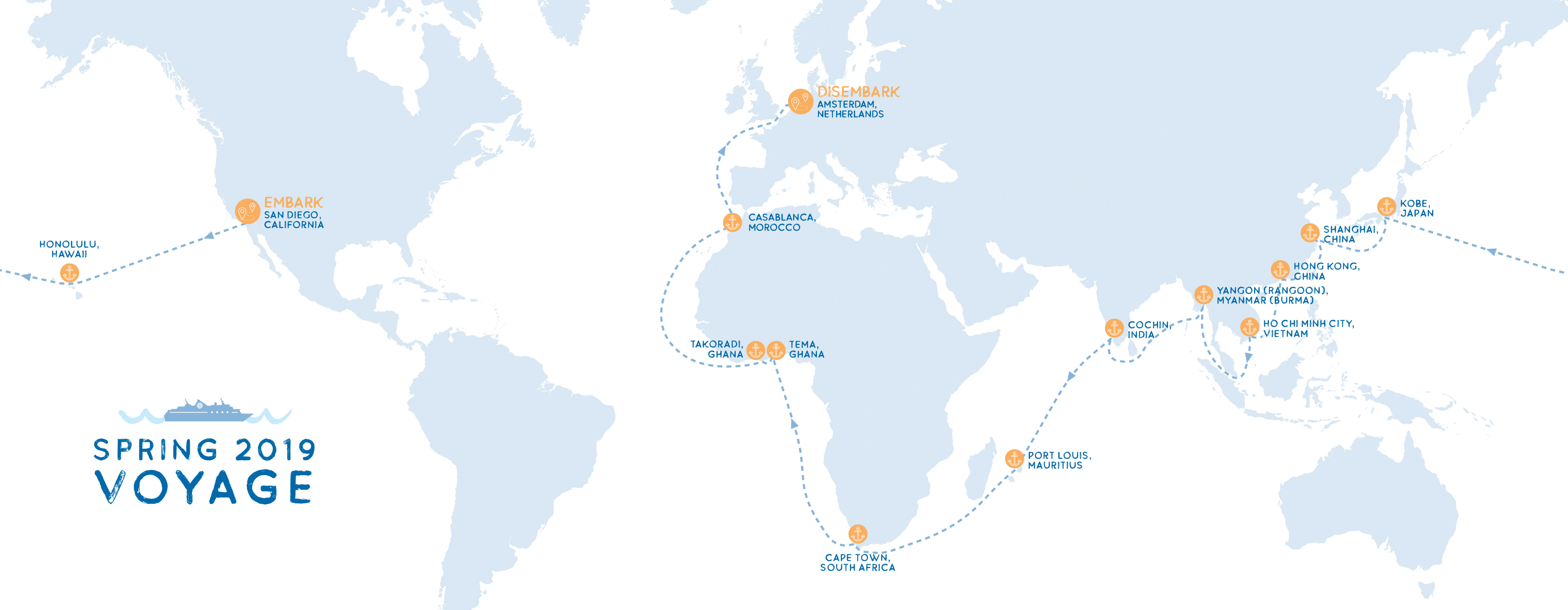 Spring 2019 Semester at Sea 11country, 15city study abroad voyage