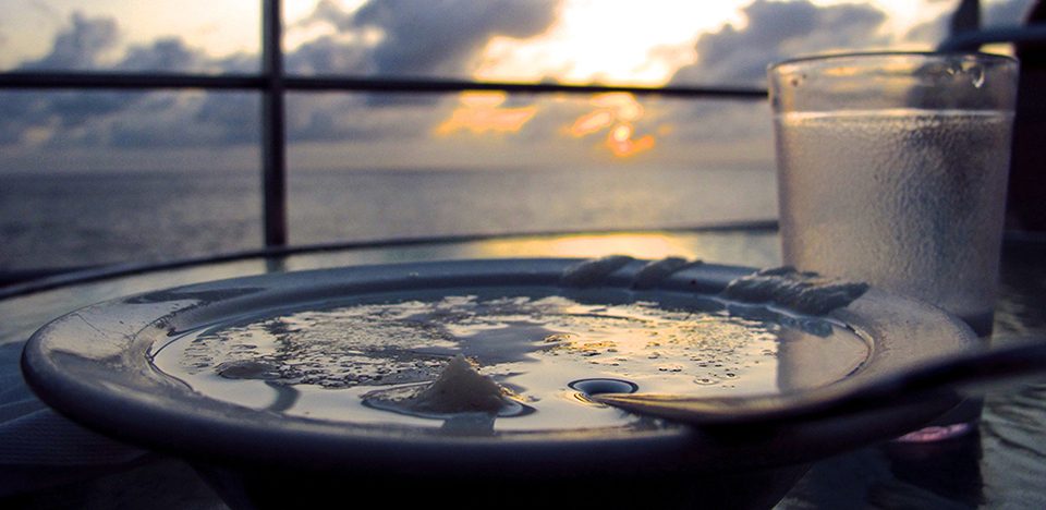 "I wanted to capture what it truly means to live on a ship sailing around the world. For me, this meant eating breakfast with the sunrise reflecting both off the ocean and my bowl of cream-of-wheat every morning." -Josh Liberman, University of Miami