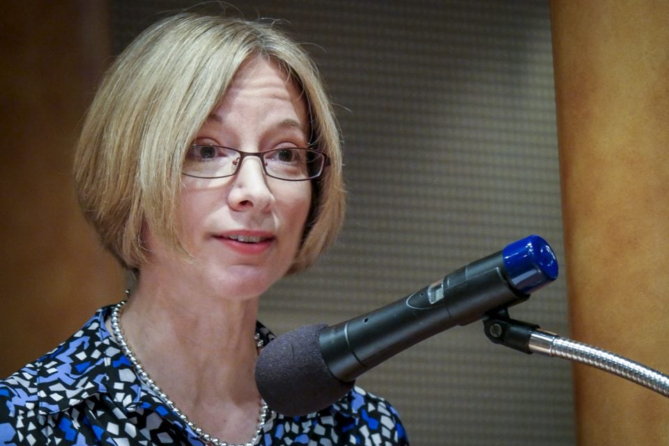 Kelly Adams-Smith serves as keynote speaker for the Fall 2014 voyage. Photo by: Joshua Gates Weisburg