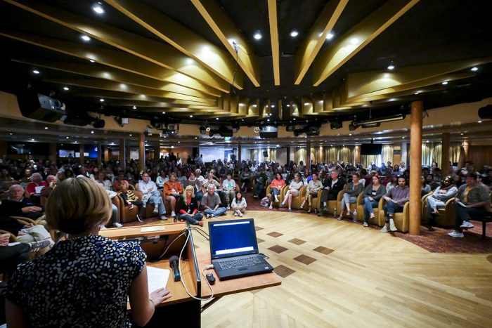 Adams-Smith addresses her captive audience in The Union. Photo by: Joshua Gates Weisburg