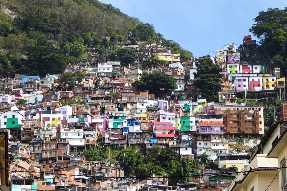 The Santa Marta favela is set into the side of a hill in Rio de Janeiro and is home to over 6,000 residents.