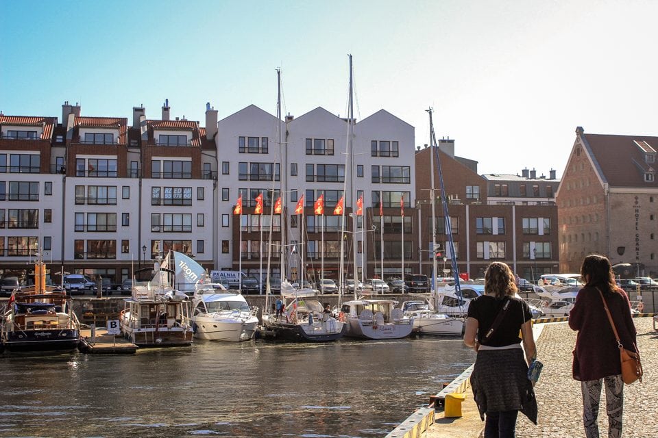 Walking through Gdansk, Poland with Hannah Adams (left) and Rachel Weissman (right) at the start of their independent travel journey.