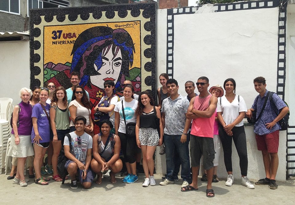 Brazilian Youth Ambassadors join Fall 2014 students and faculty on a visit to the Santa Marta community.