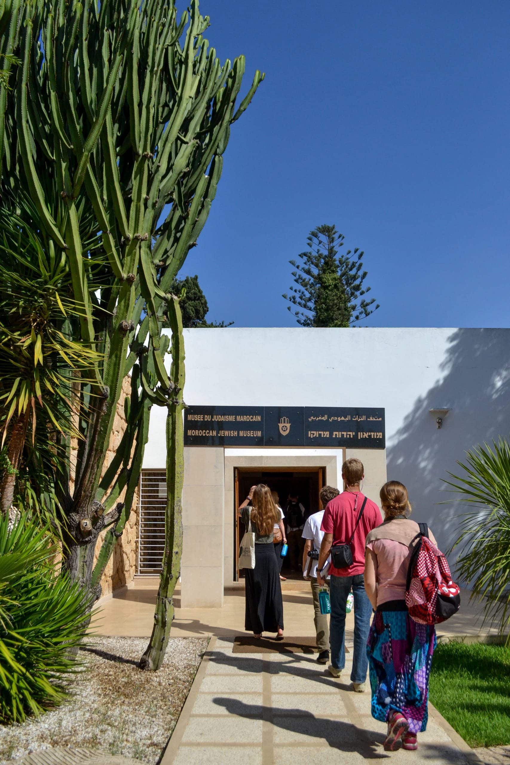 Students enter the Moroccan Jewish Museum to study artifacts outlining the religion's long history in this country.