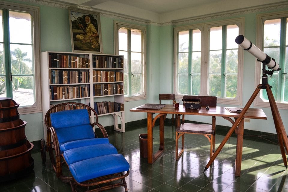 The highest point in Hemingway's home in Finca la Vigia, this room was frequented byxx