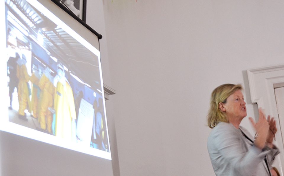 Dr. Margaret Fitzgerald shares a photo of her colleagues in Liberia wearing PPE.