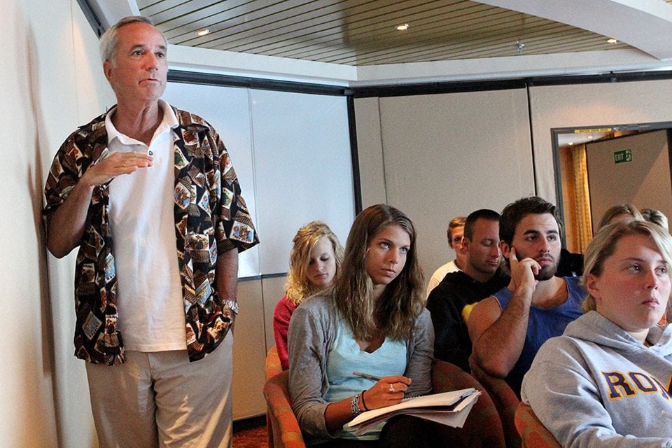 Dr. Bob Powers in class. (Photo by Russ Bryant, Staff Photographer)