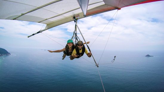 University of Oklahoma student Sarah Pitts takes to the skies in the port of Rio de Janeiro, Brazil.