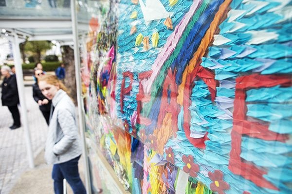 Millions of paper cranes are received at the Children's Peace Monument each year