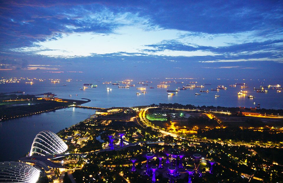 Singapore is one of the busiest ports in the world. Jean-Michel M'Bouroukounda from the University of Colorado Boulder captured the port after sunset from the Marina Bay Sands hotel. 