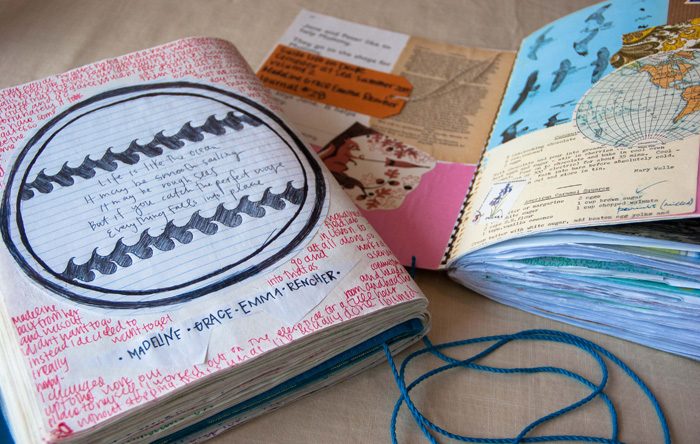 Student Madeline Rencher gets crafty with her personal travel journals.