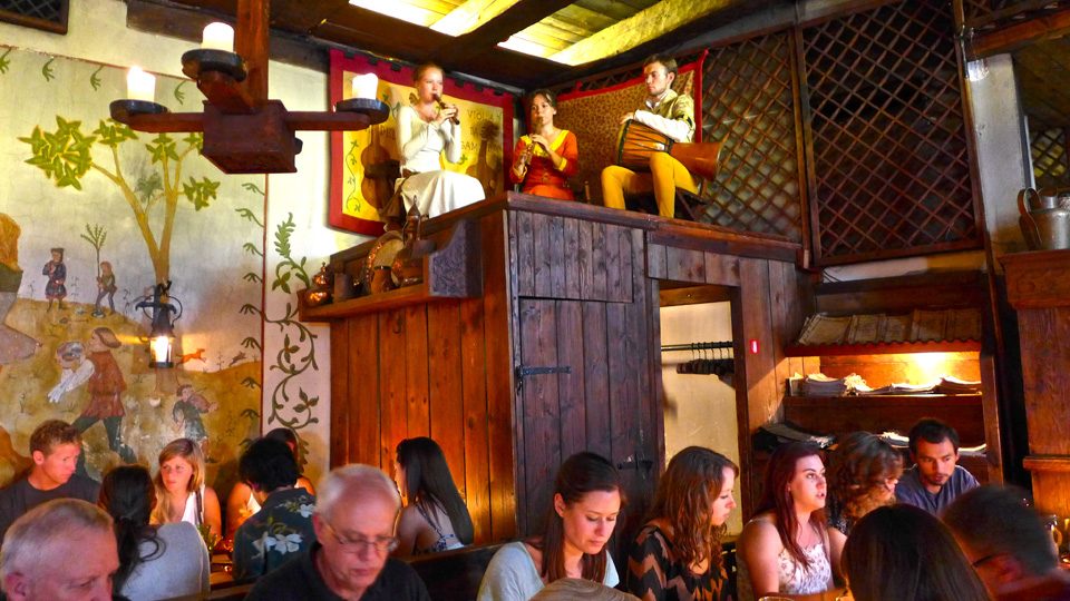 Musicians playing medieval instruments accompanied the meal. Photo by Ida Kusumastuti of Seattle Pacific University.