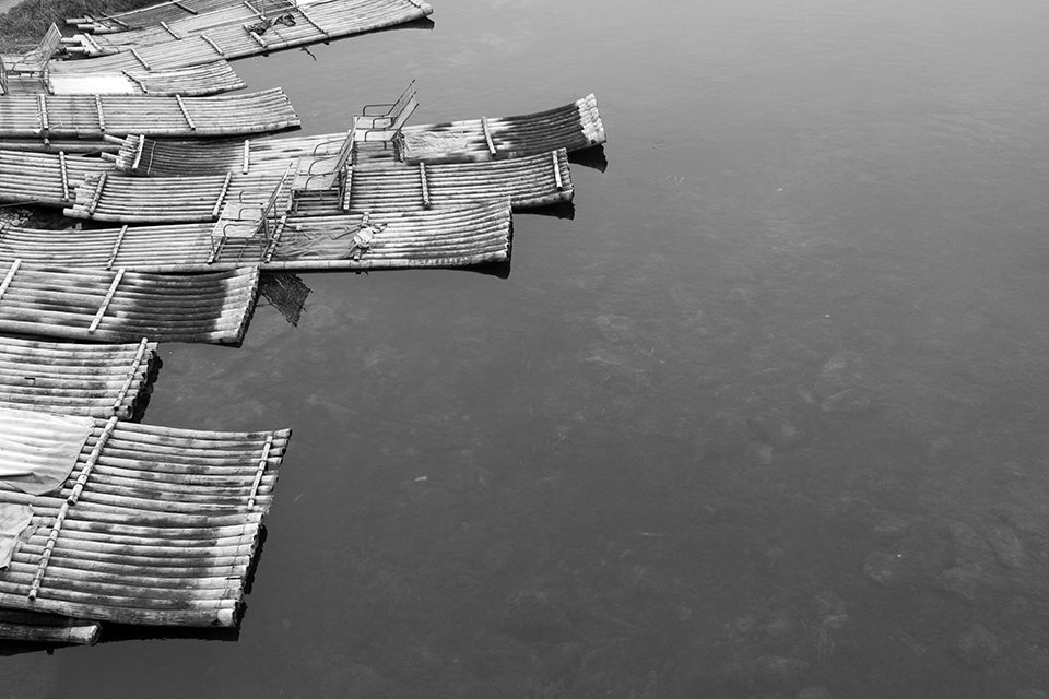 Olivia Vanni from the University of Montana photographed these bamboo rafts waiting for repair on the Yulong River that connects Guilin to Yangshuo.