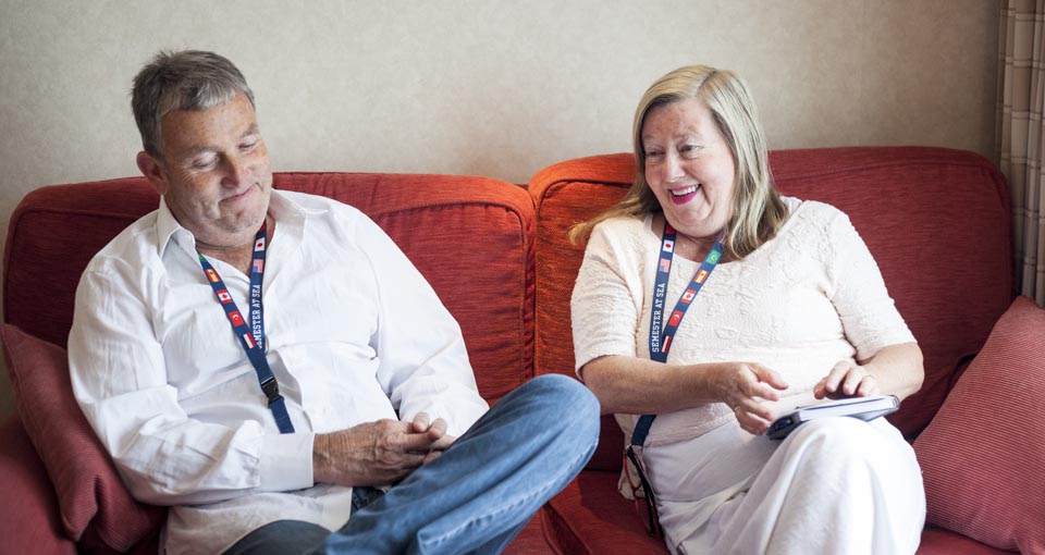 Cliff and Jill Roberts first met while sailing on the Spring 1968 voyage. Married for nearly 46 years, the upbeat couple embodies the spirit of Semester at Sea.