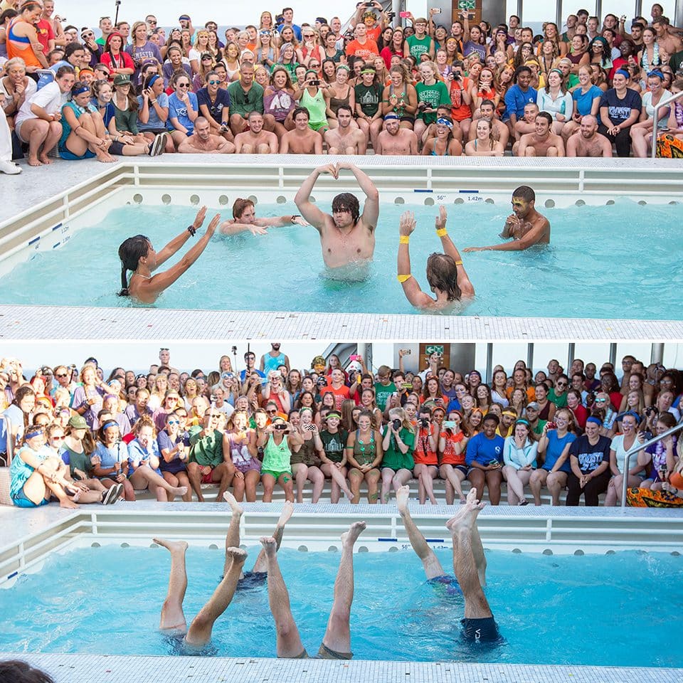 Always a favorite, the synchronized swimming drew a large crowd on deck 7. 