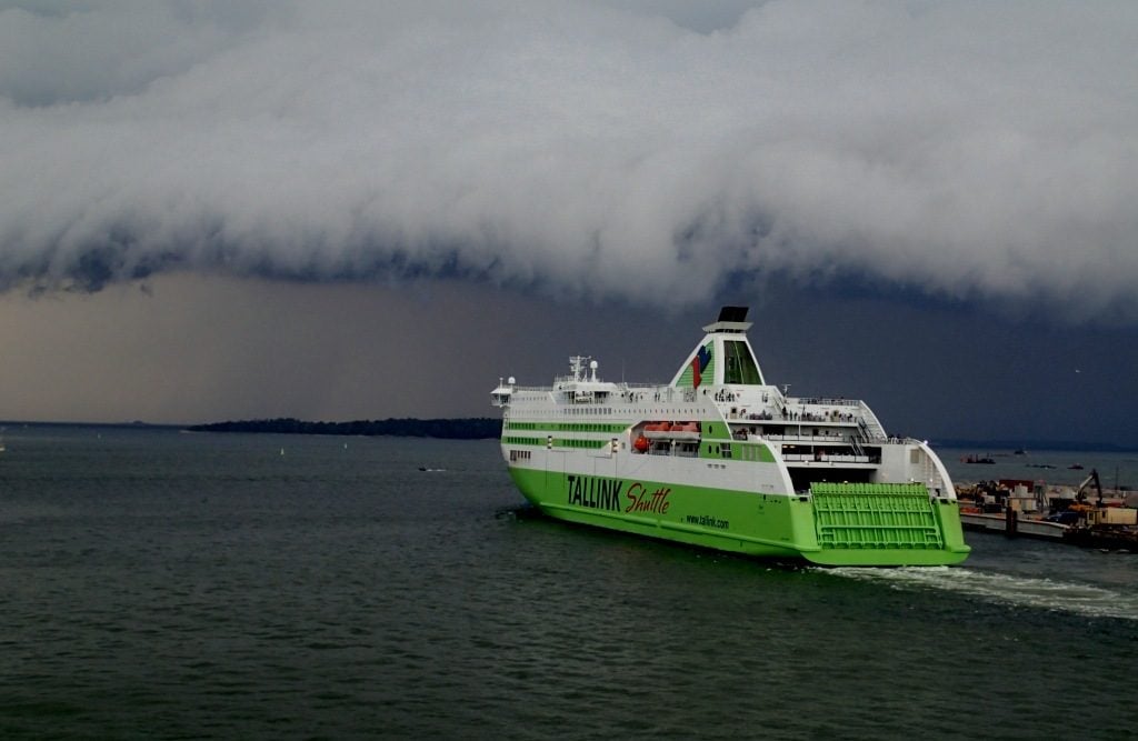 The Tallink Shuttle, which ferries visitors to Tallinn, regularly departed from the dock across from the MV Explorer. Faculty member Bob Smith snapped this photo of the ferry as ominous clouds rolled in one late afternoon.